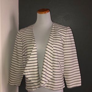 M&S Collection blue and white open blazer 8US